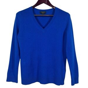 Charter Club Luxury 100% Cashmere Sweater Women's M Royal Blue V-Neck Classic